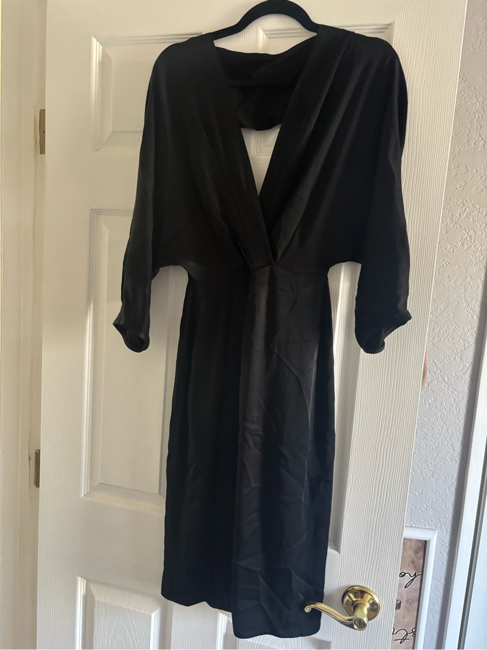 Black V-Neck Midi Dress